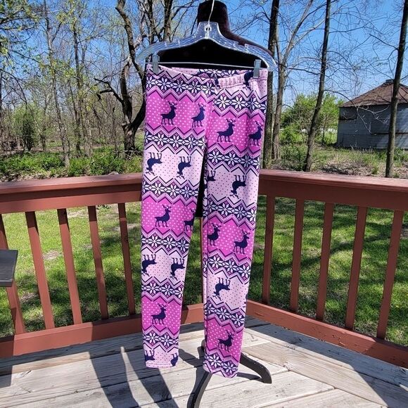 Cozy Soft Fleece Ladies Christmas Leggings, sz 0 to 12 - Picture 3 of 9